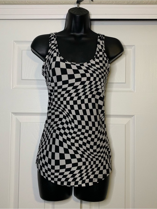 No Boundaries Tops - Black & White Checker Tank Top